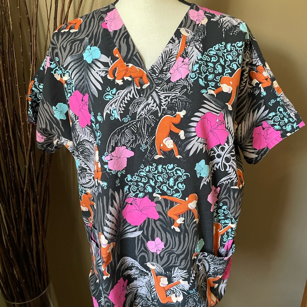 Colorful Animal Print Scrub Tops